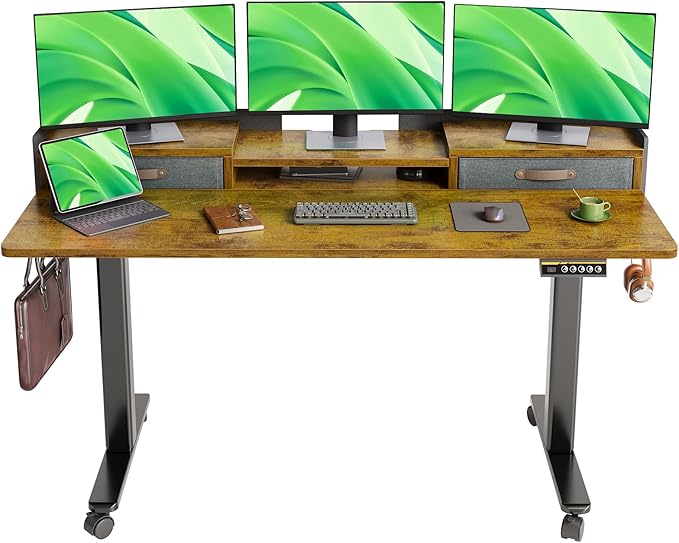 Claiks Standing Desk with Drawers, Adjustable Stand Up Electric Standing Desk by CLAIKS