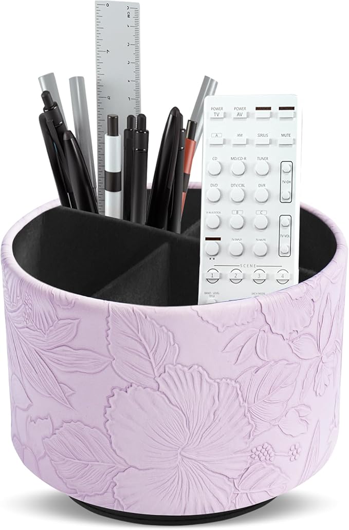 Hennaja Round Leather Art Supply Organizer, Remote Control Holder, 360 Degree by Hennaja