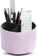 Hennaja Round Leather Art Supply Organizer, Remote Control Holder, 360 Degree by Hennaja