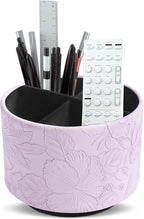 Hennaja Round Leather Art Supply Organizer, Remote Control Holder, 360 Degree by Hennaja