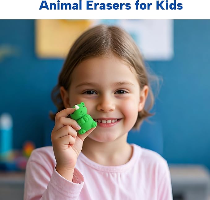 Gomimeor 65 Pcs Animal Erasers for Kids, Pencil Erasers Bulk, Cute Animal - Image 2