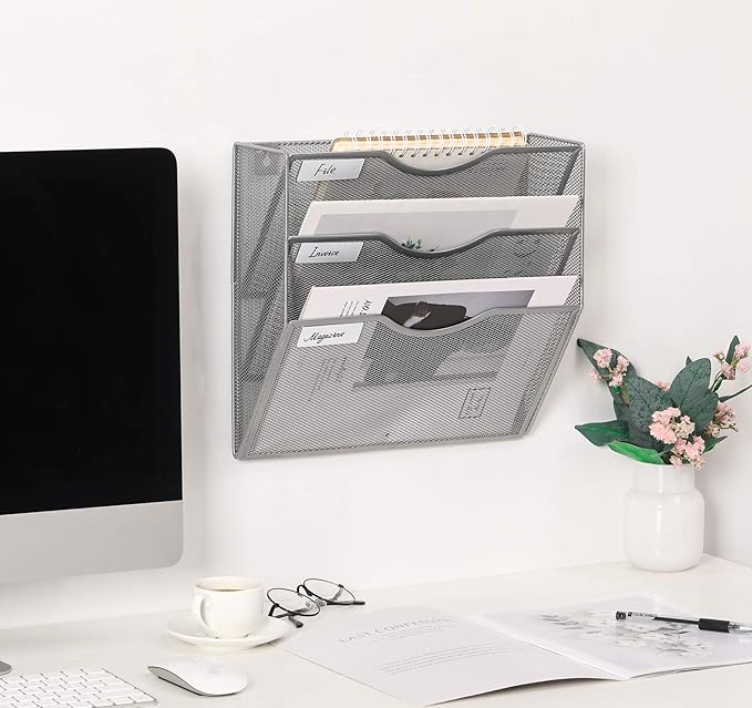 EasyPAG Hanging Wall File Organizer, 3 Pocket Wall Mounted Mail Organizer - Image 7