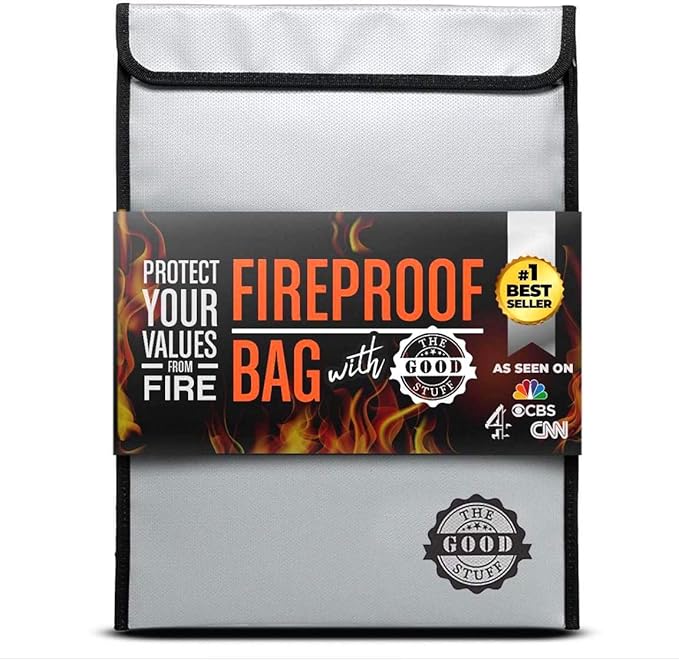 Fireproof Document Bag Legal Size: 15" x 11" Protect Birth Certificates by TheGoodStuff