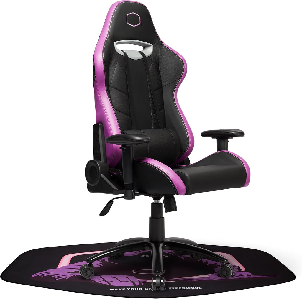 Cooler Master Gaming Chair Mat, 55” X 43” Computer Chair Mat Protector for Hardwood Floor, Gaming Room & Office, Hexagon Carpet, Splash-Proof Surface, Anti-Fray Stitching, Rubber Base-Halo