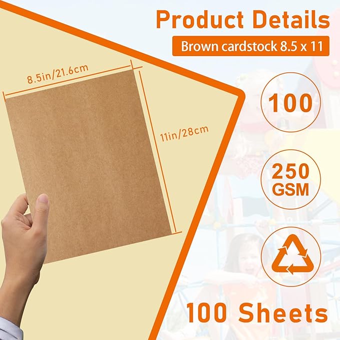 100 Sheets Brown Cardstock 8.5 x 11 Printer Paper, 250gsm/92lb Heavyweight - Image 2