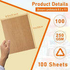 100 Sheets Brown Cardstock 8.5 x 11 Printer Paper, 250gsm/92lb Heavyweight - Image 2