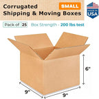 Small Moving & Shipping Boxes 9"L x 9"W x 6"H - Image 2