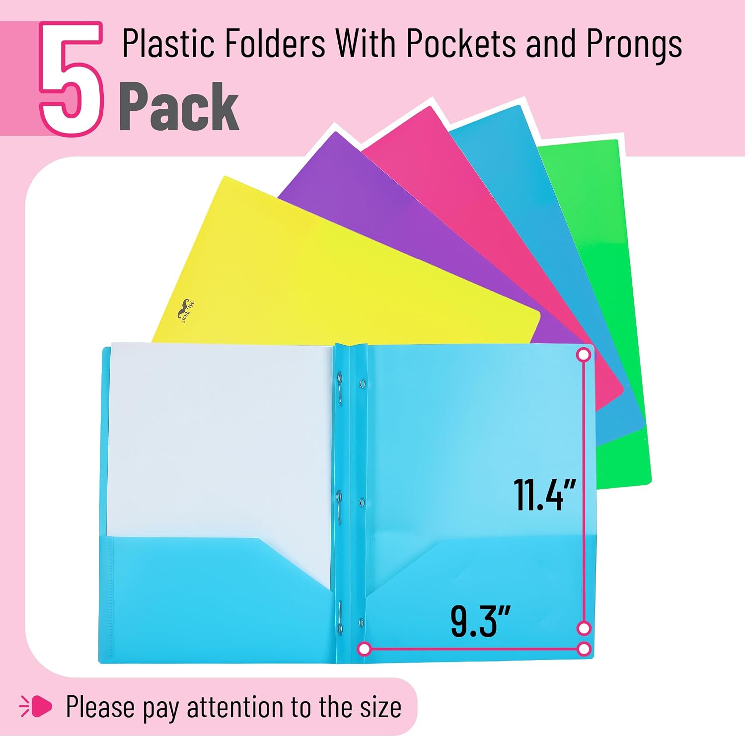 Mr. Pen- Plastic Folders with Pockets and Prongs, 5 Pack, Letter Size | Flexible Plastic Folders with Prongs