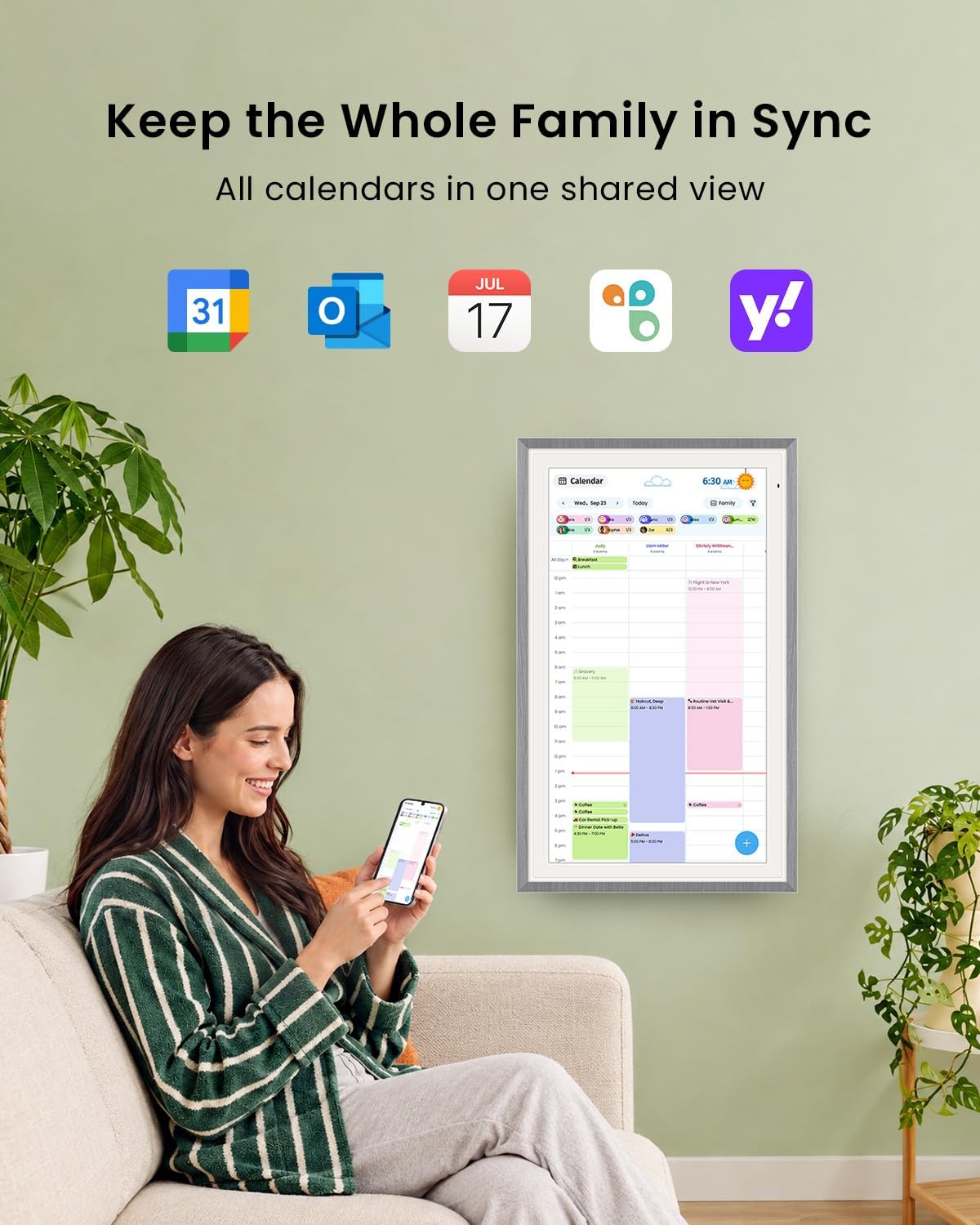 Apolosign 21.5-inch Digital Calendar, No-Subscription, Smart Wall Planner wit...