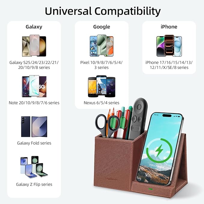 TopMade Wireless Charger with Pen Holder, Home Office Supplies Desk Accessories - Image 6
