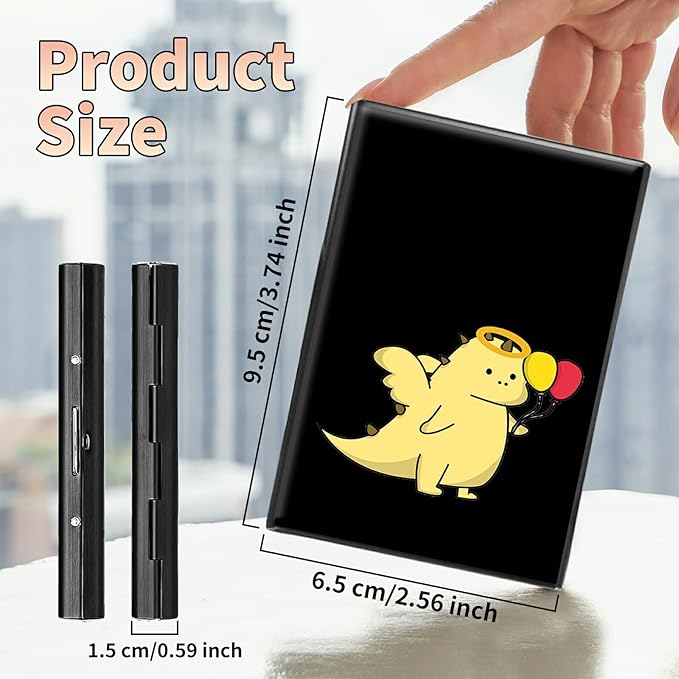 BWEGRHE Slim Credit Card Holder, Dinosaur RFID Blocking Metal Wallet - Image 2