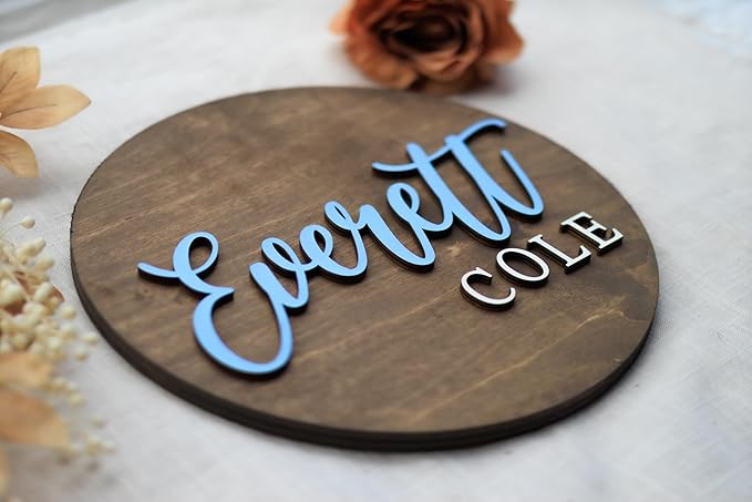 Custom Round Nusery Name Sign, Personalized 3D Baby Name Announcement Sign - Image 4