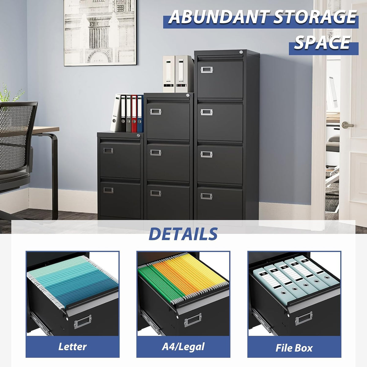 4 drawer file cabinet, filing cabinets for home, package contents