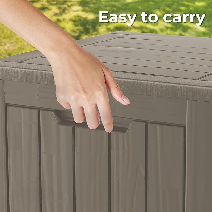 Decksplore 35 Gallon Outdoor Storage Box Waterproof Lockable Resin Deck Box - Image 4