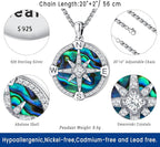 Compass Necklace for Women Men 925 Sterling Silver Pendant Urn Necklaces for - Image 3