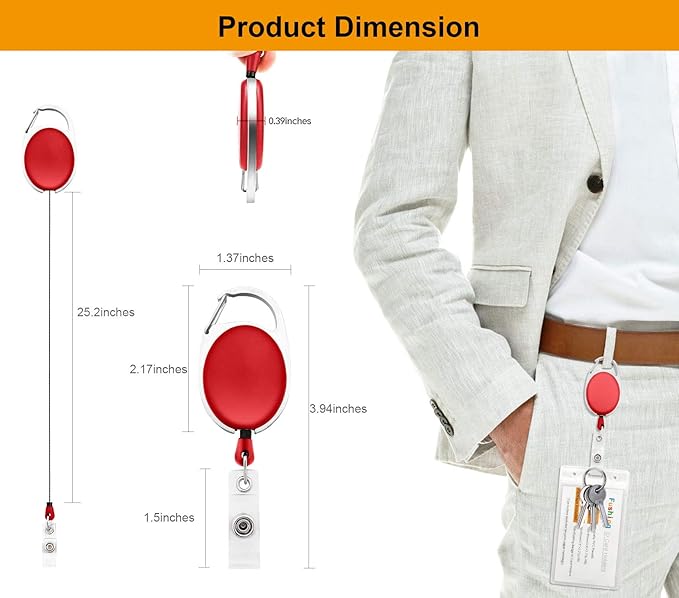 Fushing 20Pcs Retractable ID Badge Holders ID Badge Reels - Image 2