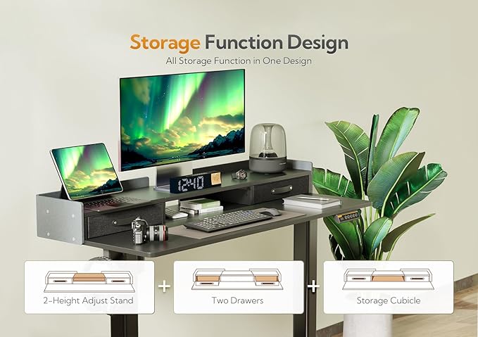 Claiks Standing Desk with Drawers, Stand Up Electric Standing Desk Adjustable - Image 4