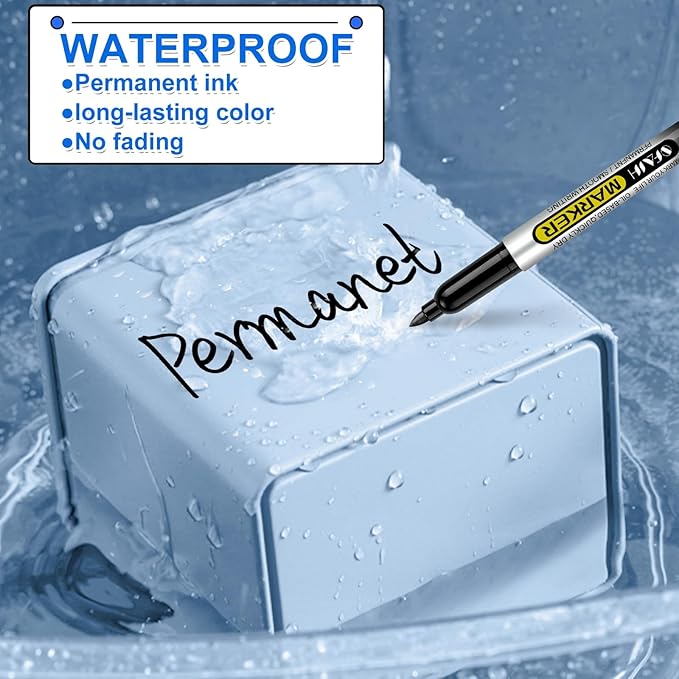 SFAIH 100 Black Permanent Markers Bulk -1s Quick Drying, Fine Point Markers - Image 6