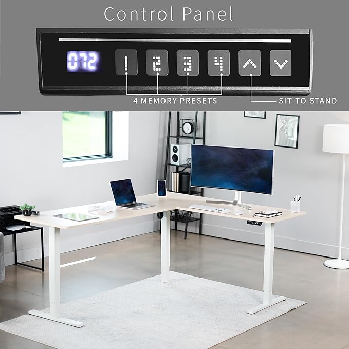 VIVO Electric Corner 75 x 63 inch L-Shaped Standing Desk, Memory Height - Image 5