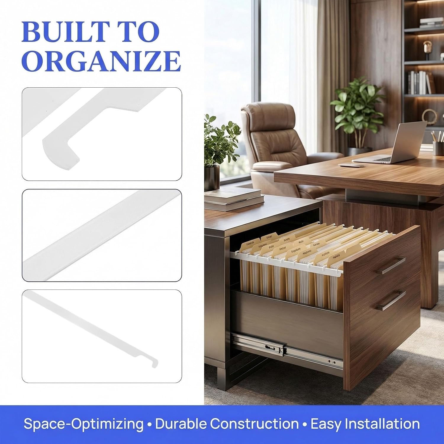 12pcs Metal Hanging File Bars - Folder Metal Rods - Hanging File Rails - Office Supplies for Document Organizer Desktop Folder Hanger Frame
