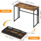 40" Folding Computer Desk No Assembly Needed Foldable Table for Small Space | Small Folding Table for Home Office, Study, Writing, Gaming, Compact RV Living, Camping, Sturdy and Easy Carry, Versatile