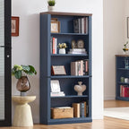 RWYHG 70" Blue Tall Bookshelf Set of 3, 5-Tier Thick Wooden Book Shelf - Image 9