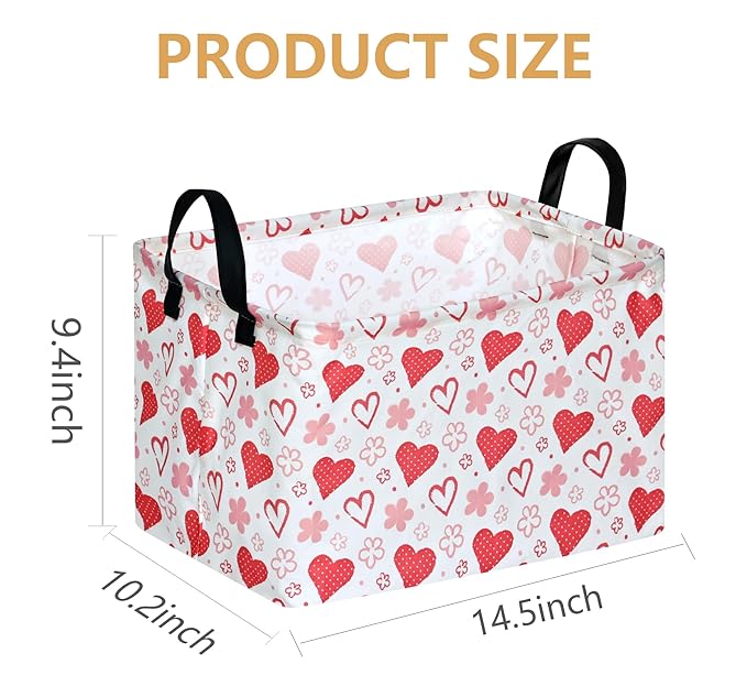 FUULOXE Rectangular Valentines Basket Storage Bin - Image 2