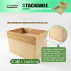 2-Piece Large Bamboo Storage Box Set, 7.1 in High Stackable Deep-Drawer - Image 3