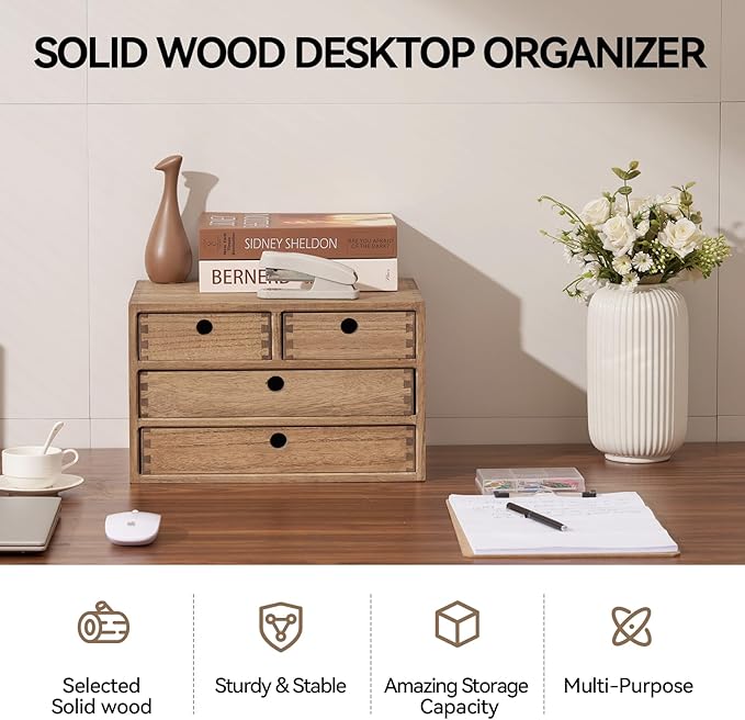 Kirigen Wood Desktop Storage Cabinet/Workspace Document Office necessity - Image 4