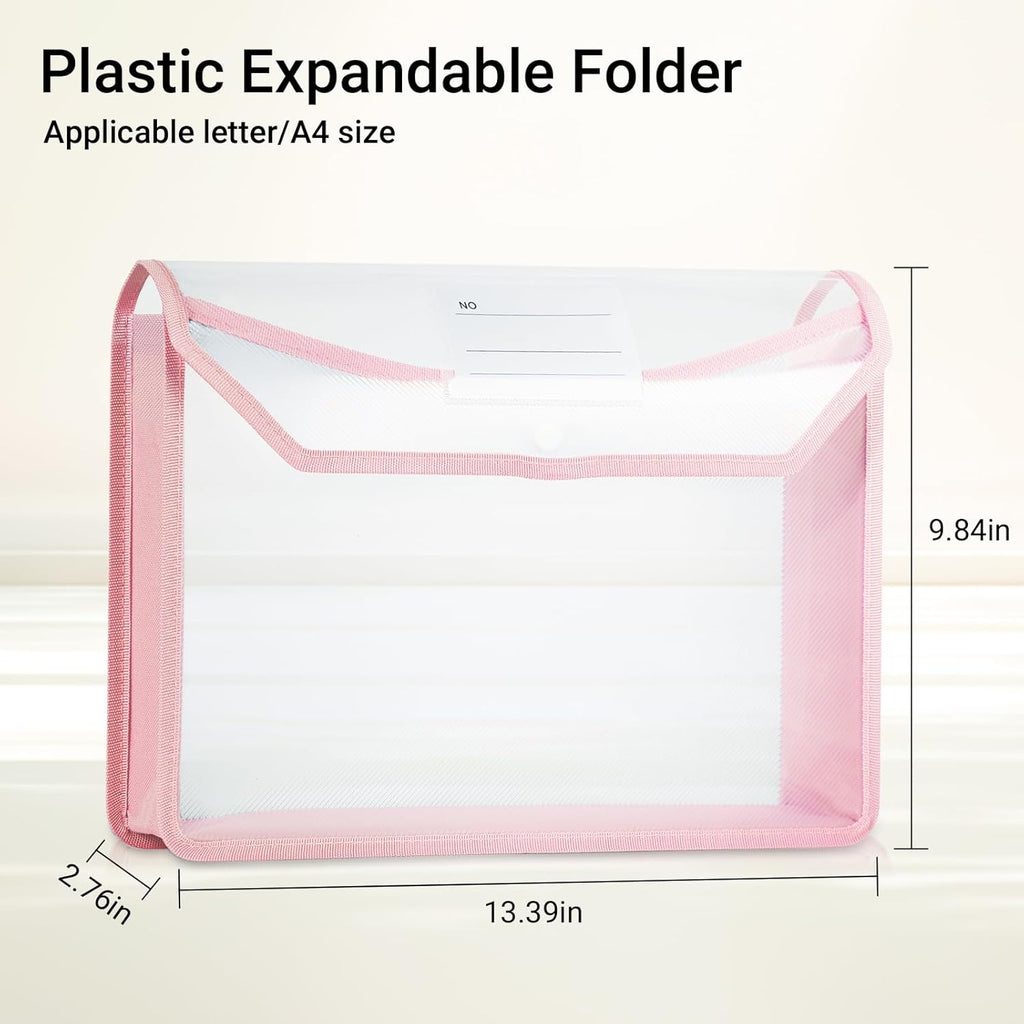 Plastic Expanding File Folder, Clear Envelopes Fit Letter & A4 Size, Folders for Documents with Snap Closure, No Dividers, Large Capacity (3, Cool Colors)