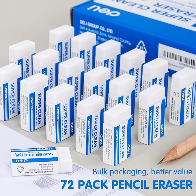 Deli Pencil Erasers, Pencil Eraser, 72 Pack, Erasers - Image 5