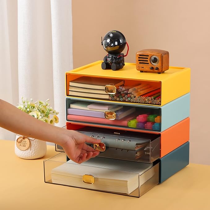 OSteed Spacious Desktop Storage Box, 1 Large Storage Drawer, Stackable Office - Image 2