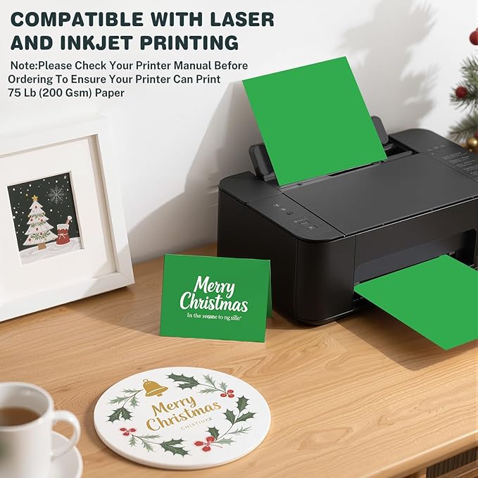 Cardstock 8.5 X 11, 40 Sheets, Christmas Green Card Stock, 65lb/ 180gsm - Image 4