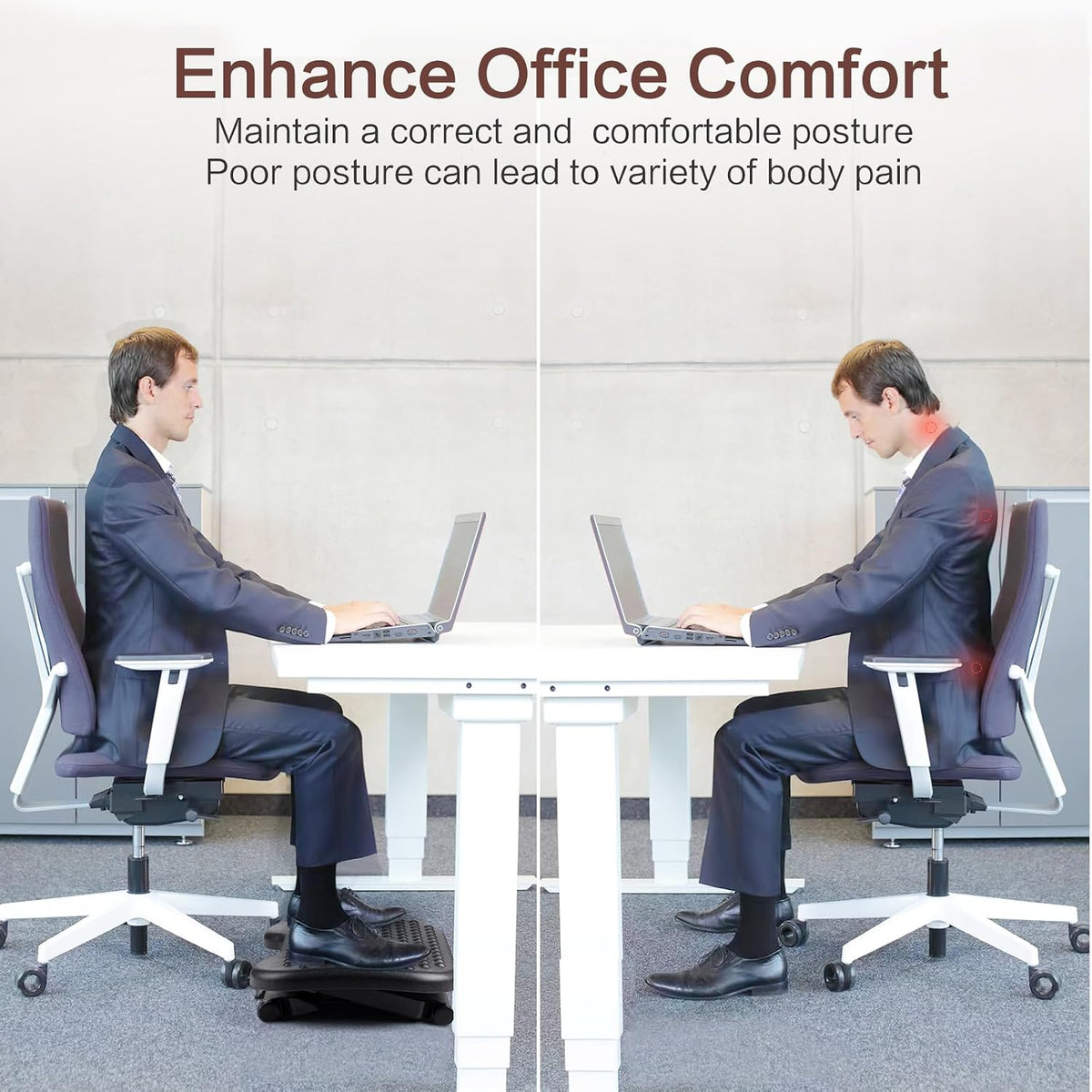 Auslar Foot Rest Under Desk at Work, Ergonomic Desk Footrest with Massage