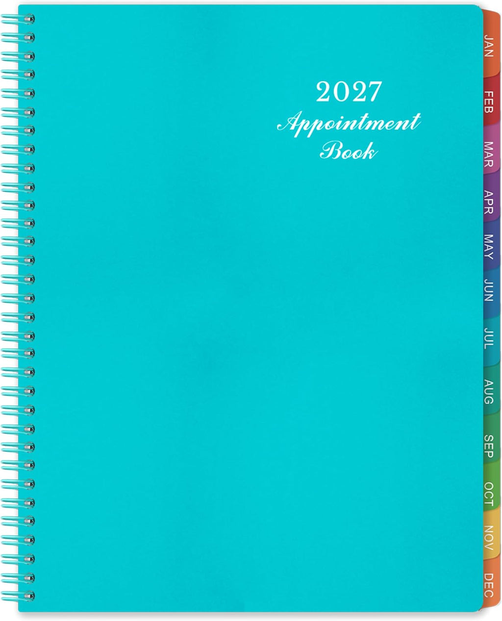 2027 Weekly Appointment Book & Planner - Daily Hourly Planner 2027, 9" x 11", January 2027 - December 2027, 30-Minute Interval, Lay - Flat, Spiral Binding, Thick Paper - Teal Green