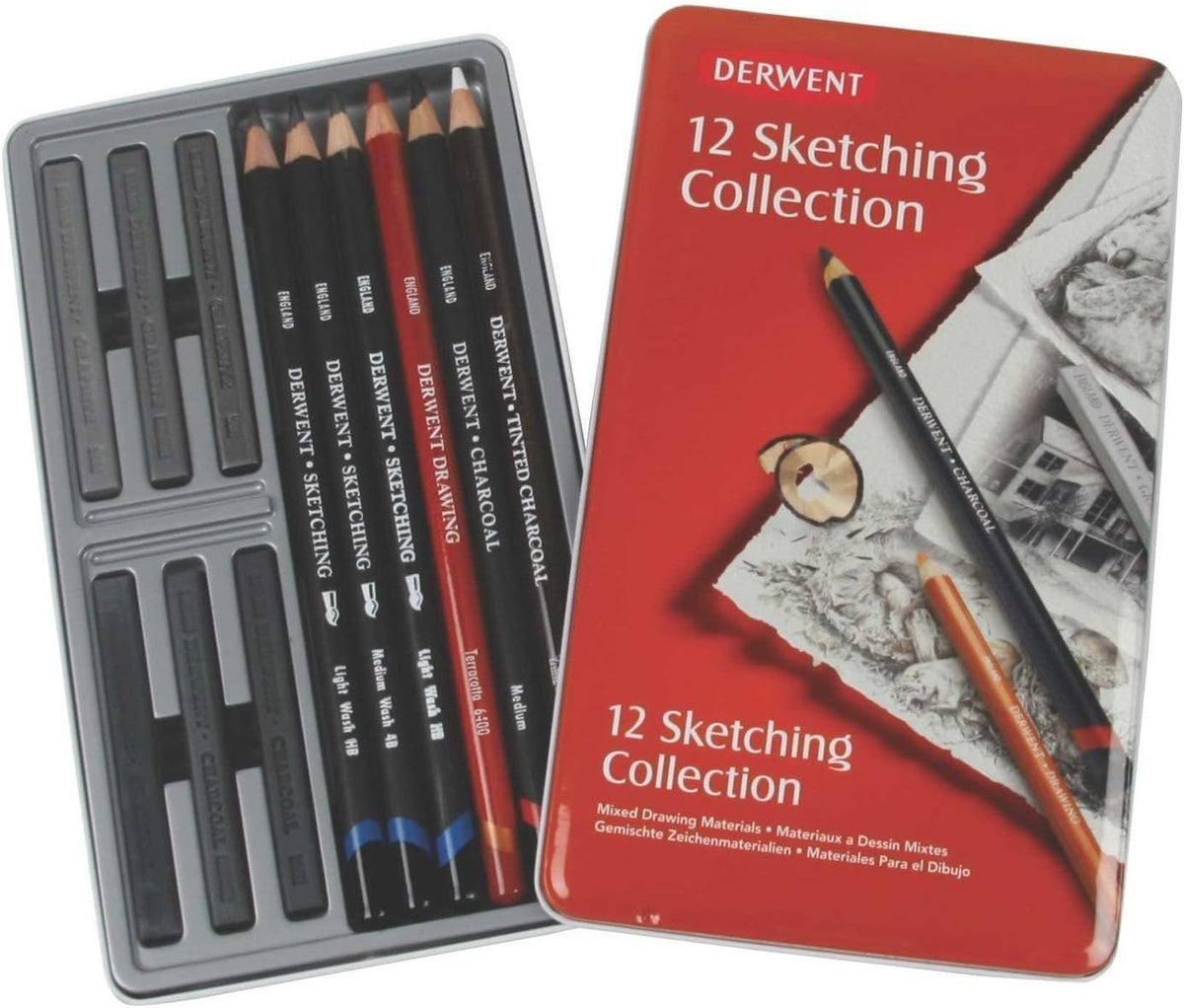 derwent sketching collection, metal tin, 12 count (34305), main product view