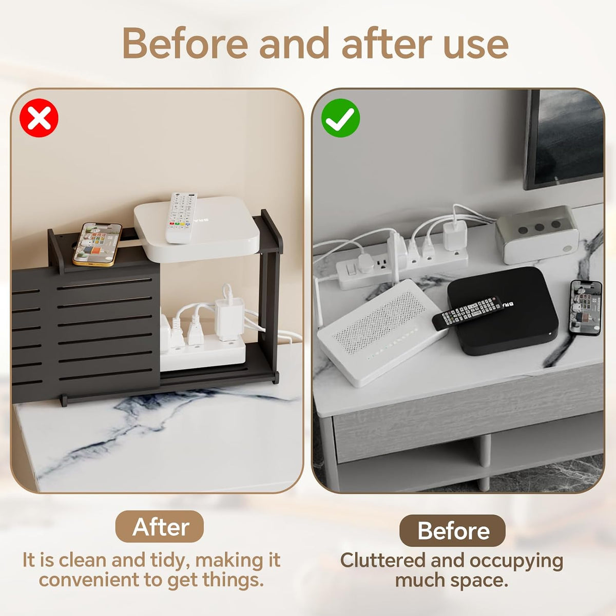 Wooden WiFi Router Storage Box Hider Shelf, Decorative Projector Box Hider Ra...