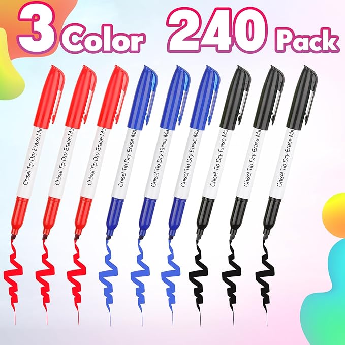 Sepamoon 240 Pack Dry Erase Markers Bulk Chisel Tip Whiteboard Markers Pens Low - Image 4