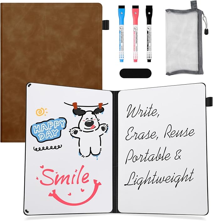AGM Portable White Board Dry Erase Notebook, Small Travel Dry Erase Board by AGM