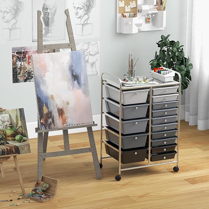LDAILY 15 Drawer Rolling Storage Cart, Rolling Cart - Image 7