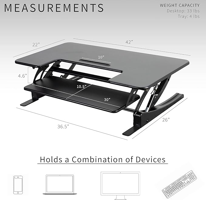 VIVO 42 inch Height Adjustable Stand Up Desk Converter, V Series, Quick Sit to - Image 4