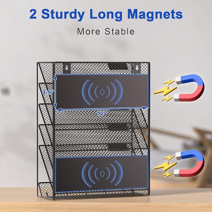 samstar Magnetic Wall File Holder, 6-Tier Hanging Wall File Organizer Wall - Image 5