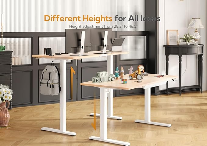 Claiks Standing Desk with Drawers, 48x24 Inch Stand Up Electric Adjustable - Image 2