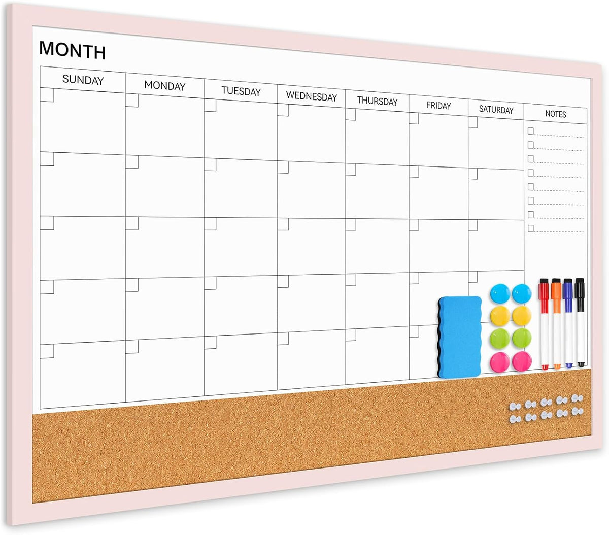 Dry Erase Calendar Whiteboard for Wall, 36'' x 24'' White Boa...