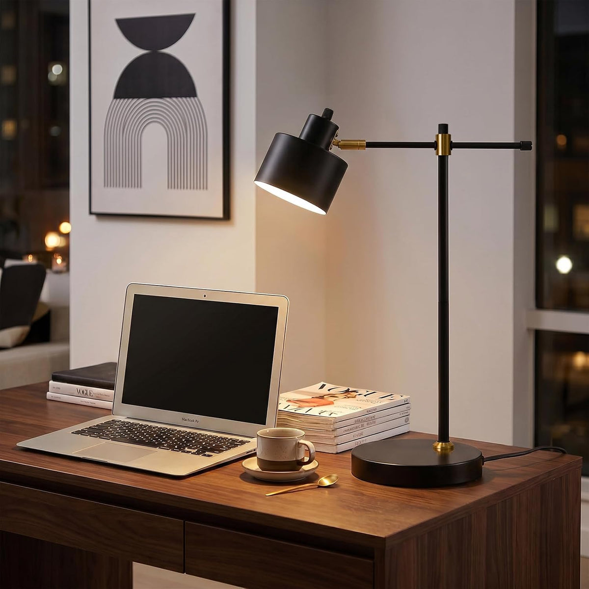 OYEARS 22.2" Modern Desk Lamp, Metal Table Lamp with LED Bulb, Adjustabl...