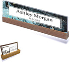 ARTBLOX | Office Personalized Name Plate Green Marble Design On Clear Acrylic - Image 2