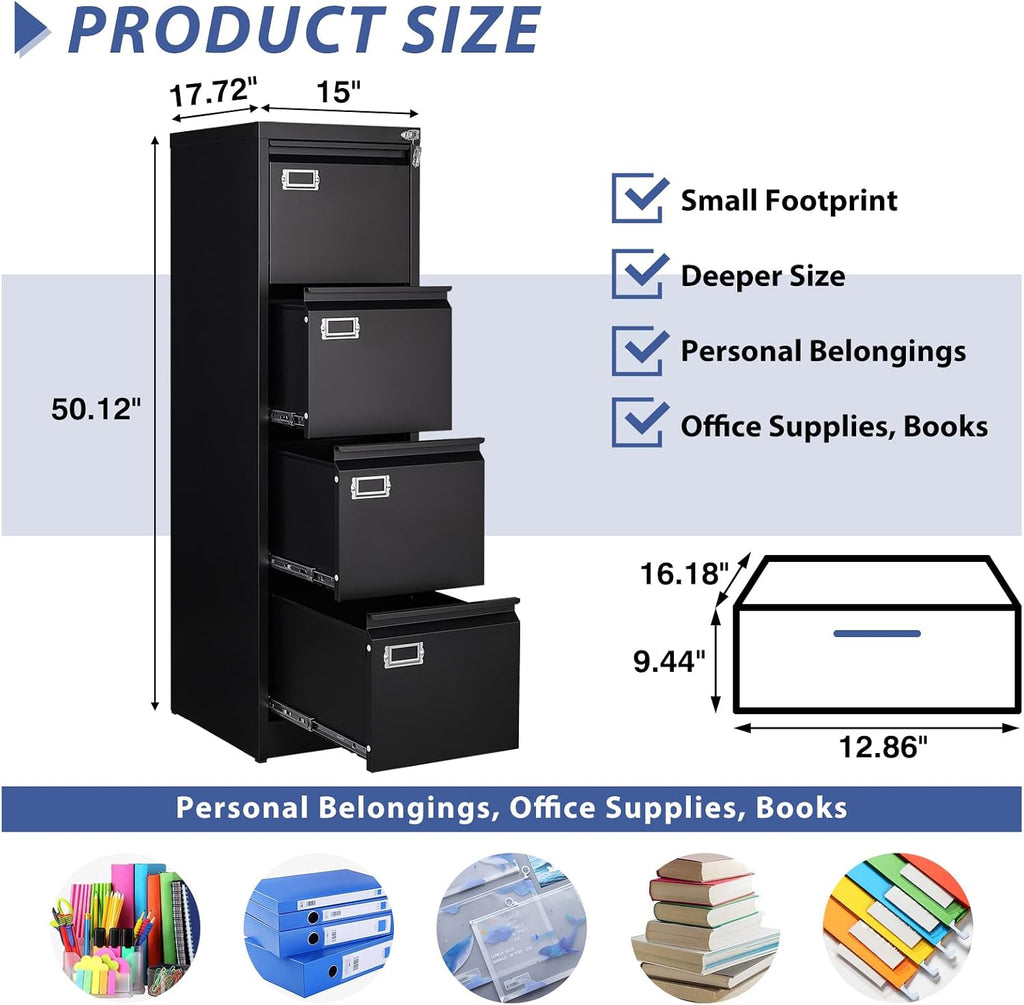 4 drawer file cabinet, filing cabinets for home, close-up detail