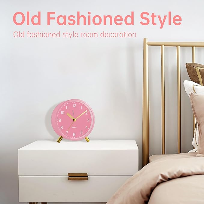 Analog Alarm Clock, 4 inch Super Silent Non Ticking Small Clock - Image 5