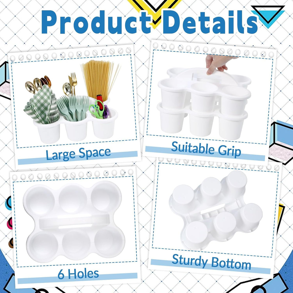 gisgfim 6 Pack Classroom Caddy Organizer with Handle, 6 Compartments, White