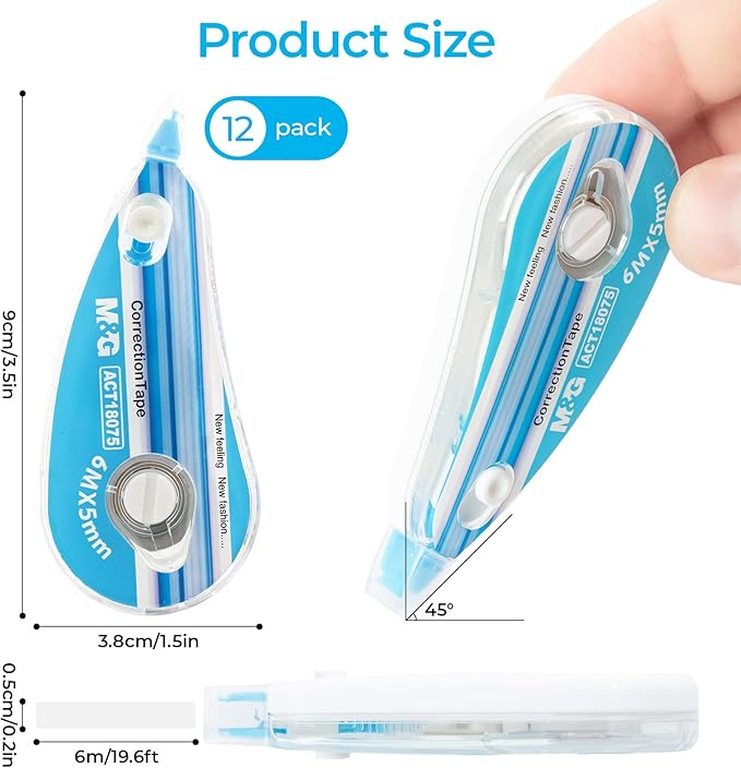 M&G 12 pack Correction Tape，19.7 feet correction tape, Office Products - Image 3
